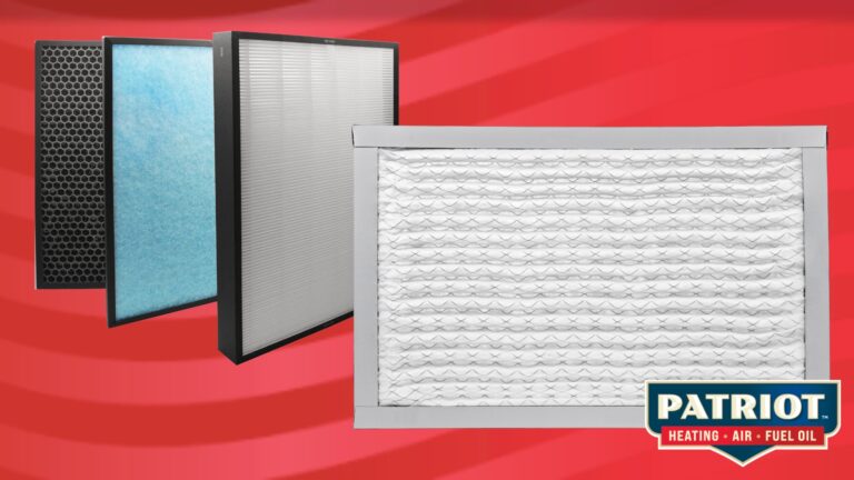 image of HVAC filters for homes in Bucks County on a background of red, waving stripes